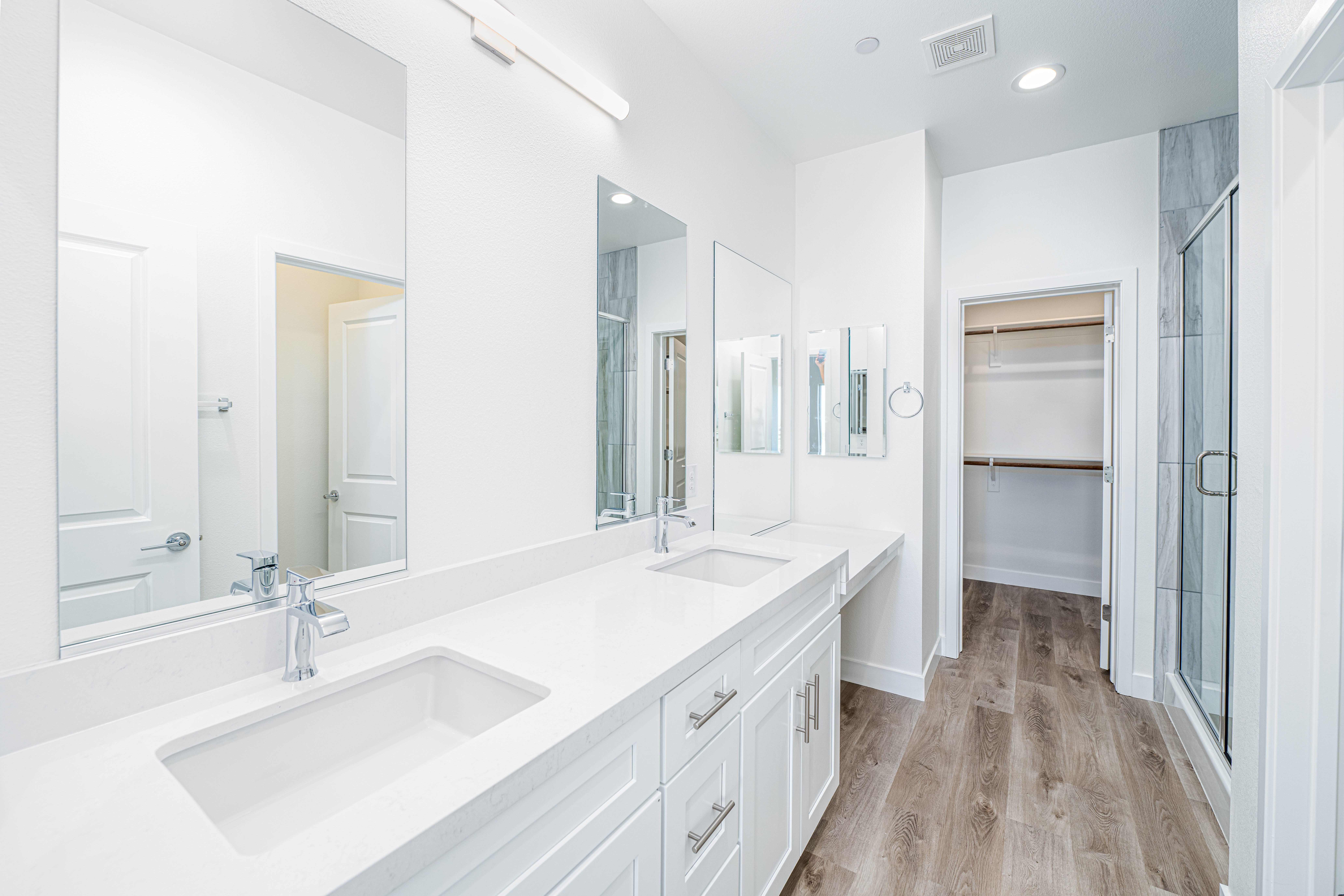 Primary Bathroom of Unit B at Thrive by Edward Homes