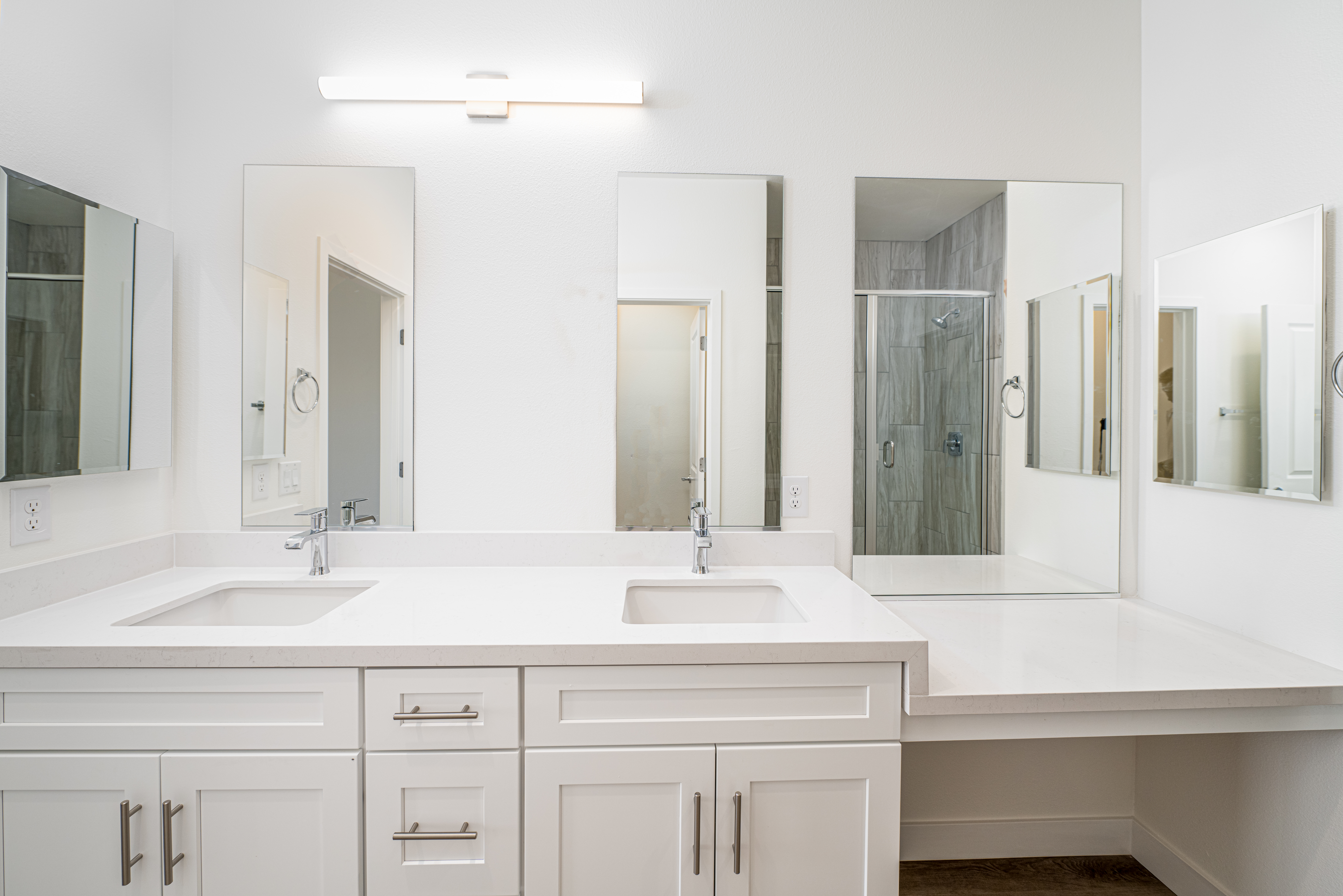 Primary Bathroom of Unit B at Thrive by Edward Homes