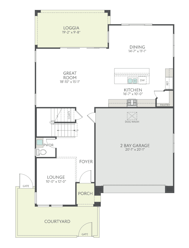 First Floor of Plan 2 at Arroyo's Edge by Tri Pointe Homes