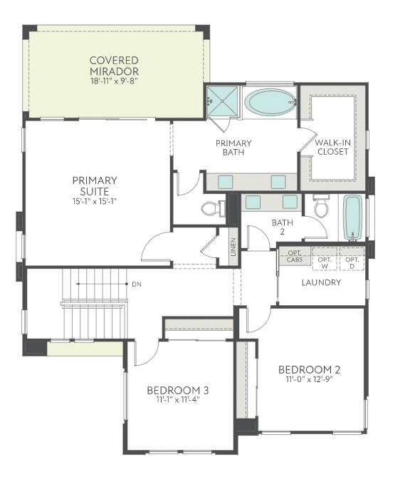 Second Floor of Plan 2 at Arroyo's Edge by Tri Pointe Homes