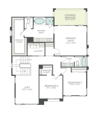 Second Floor of Plan 3 at Arroyo's Edge by Tri Pointe Homes