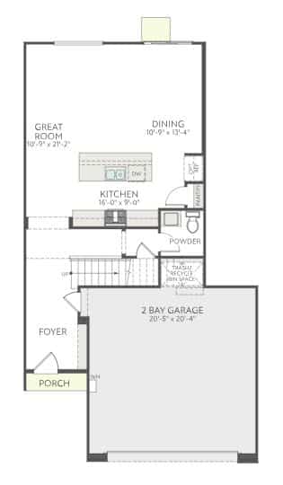 First Story Floorplan of Plan 1 at Vertex by Tri Pointe Homes
