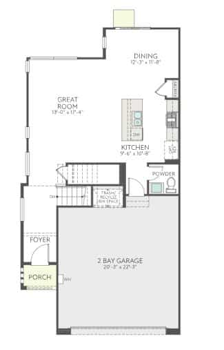 First Story Floorplan of Plan 2 at Vertex by Tri Pointe Homes