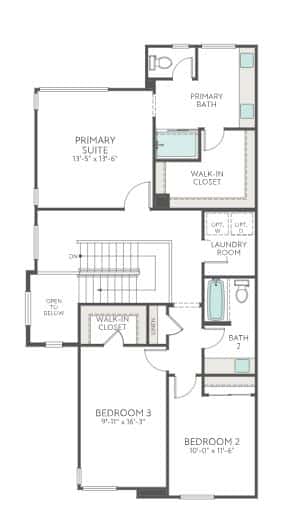 Second Story Floorplan of Plan 2 at Vertex by Tri Pointe Homes