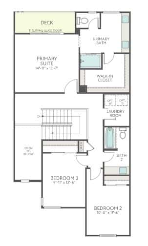 Second Story Floorplan of Plan 2X at Vertex by Tri Pointe Homes
