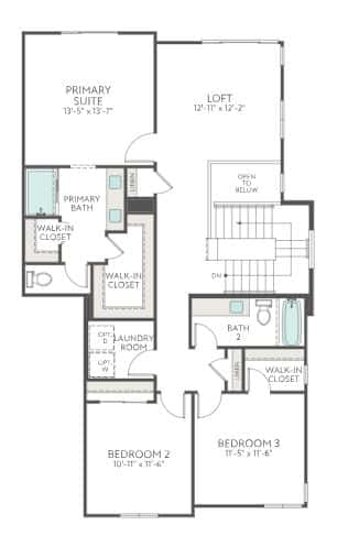 Second Story Floorplan of Plan 3 at Vertex by Tri Pointe Homes