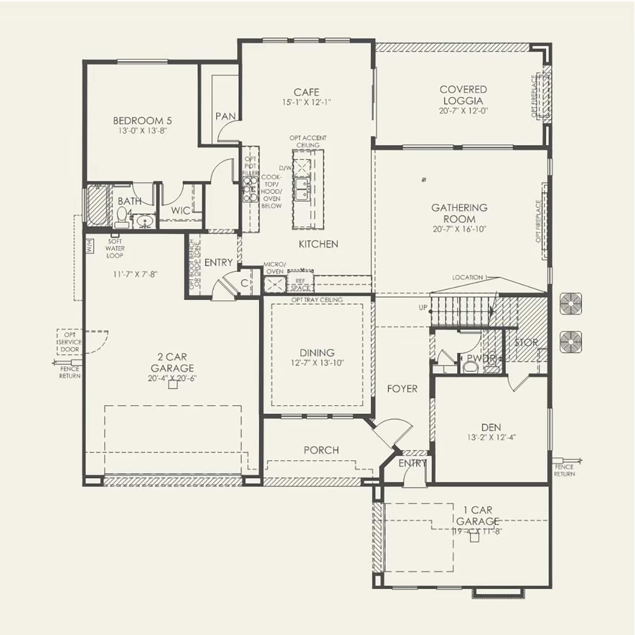 First Floor Floorplan of Pesaro Model at Ascension by Pulte Homes