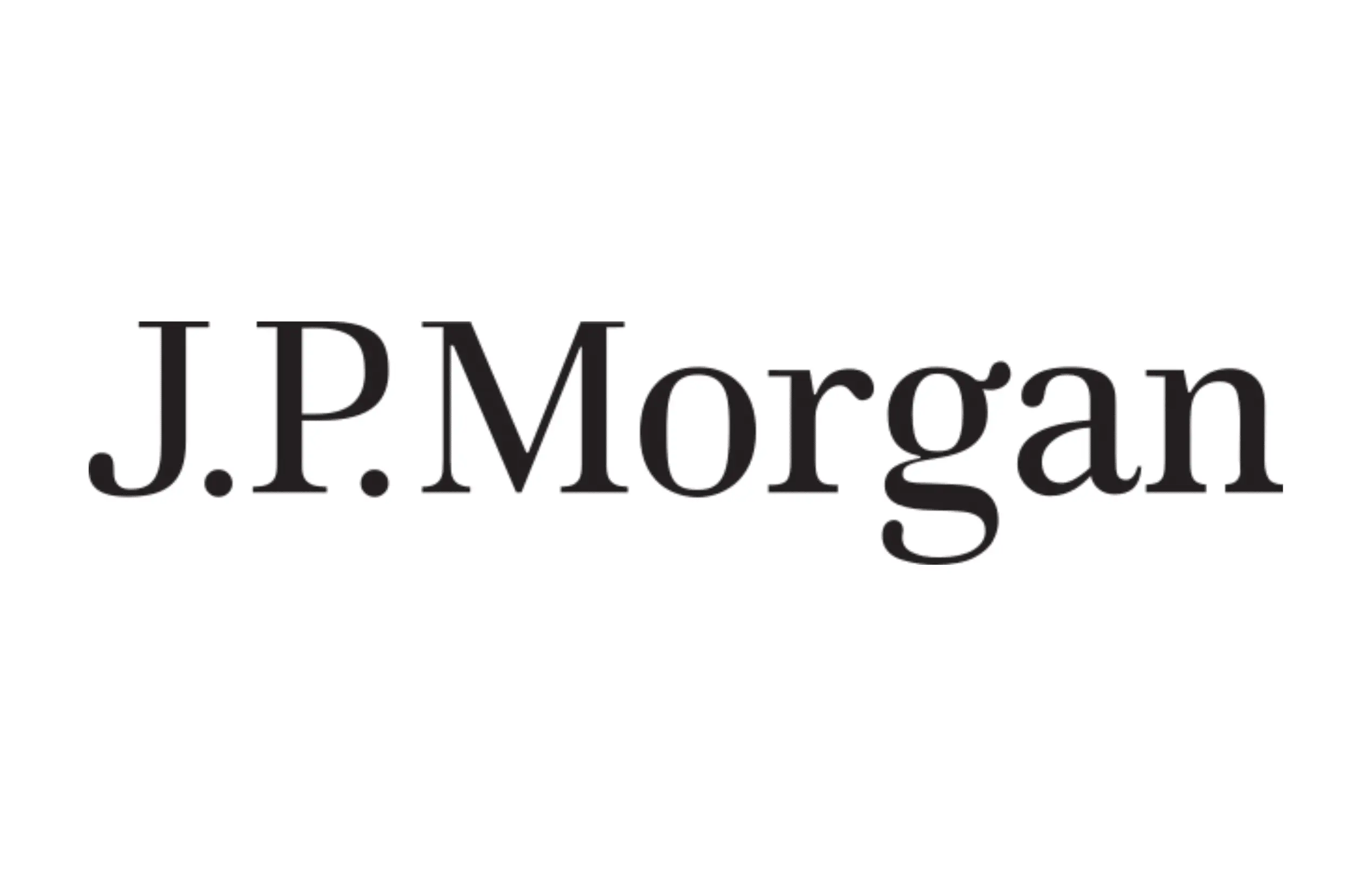 The image shows the J.P. Morgan logo in black serif font on a white background.