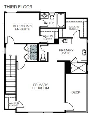 Third Floor of Rowan Plan 6 at Vireo by Woodside Homes