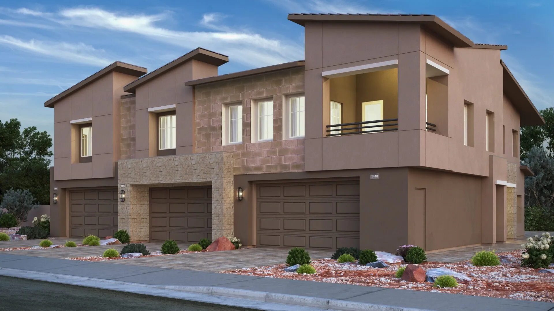 3plex Front Elevation B of Saratoga X at Highline II by Lennar