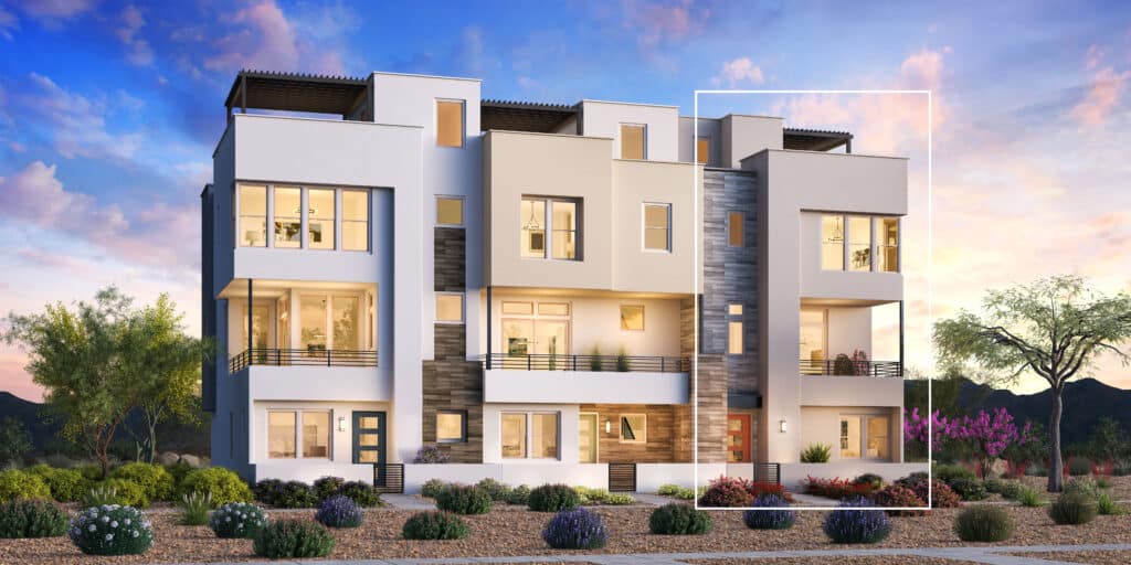 Elevation of Red Cliff Terrace Floorplan at Raven Crest by Toll Brothers