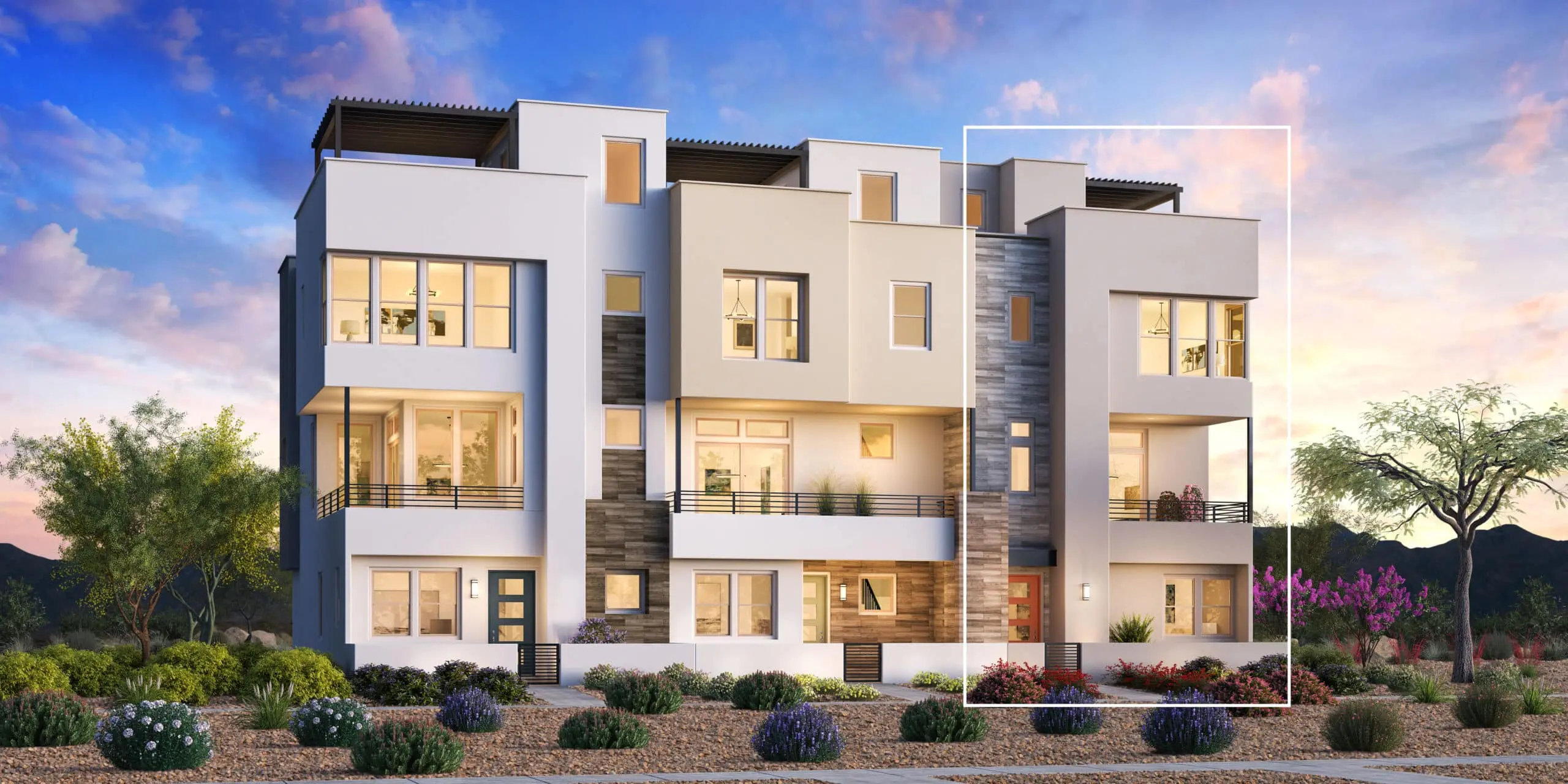 Elevation of Red Cliff Terrace Floorplan at Raven Crest by Toll Brothers