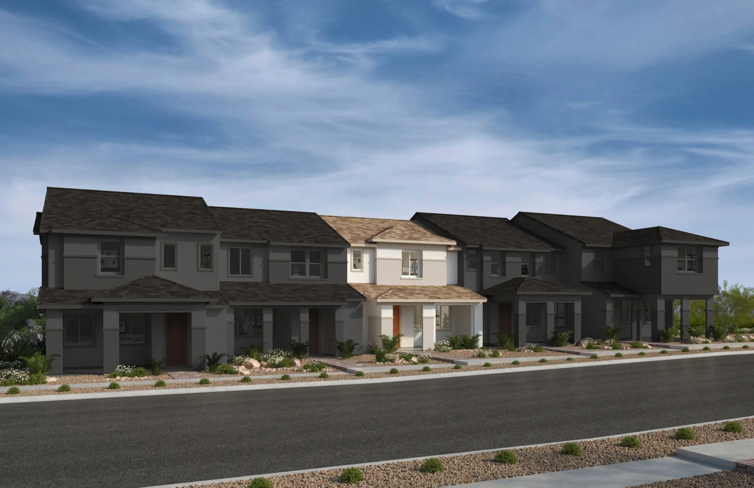 Front Elevation A of Plan 1430 Interior Unit at Caldwell Park by KB Home