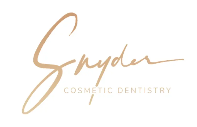 Website Directory Photo Size Logo for Snyder Cosmetic Dentistry. Snyder is written in large, elegant, cursive tan lettering, with COSMETIC DENTISTRY in smaller, uppercase tan letters below it on a white background.