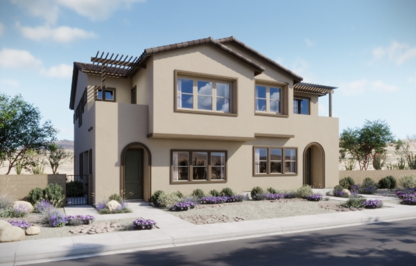 Front Elevation A of Briar Townhome Model at Dove Rock by Woodside Homes