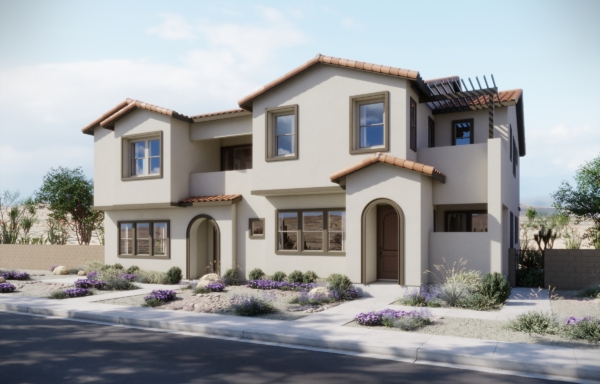 Front Elevation A of Cora Townhome Model at Dove Rock by Woodside Homes