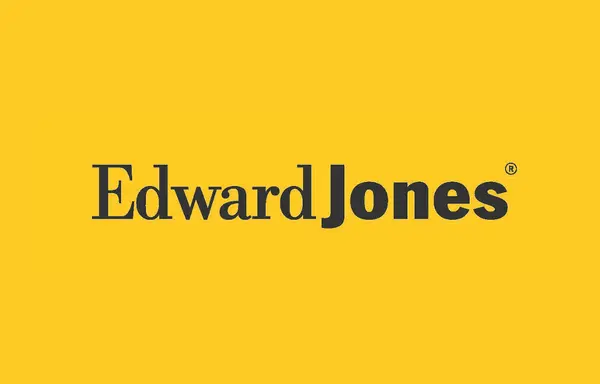 Edward Jones logo featuring the company name in black text on a solid yellow background. Edward is in a serif font, and Jones is in a bold sans-serif font.