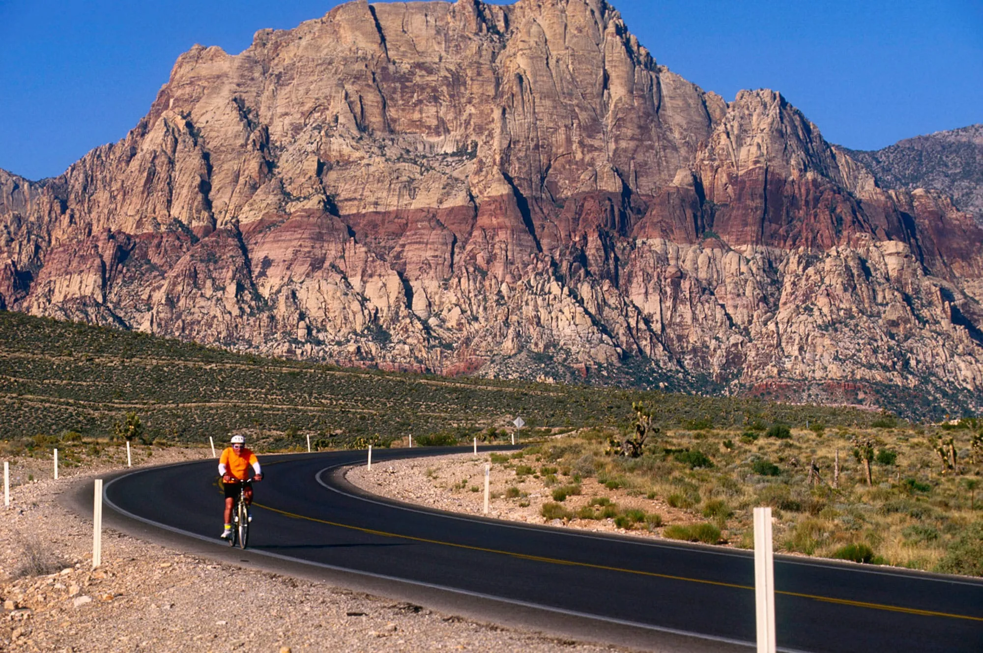 Biker at Red Rock National conservation area in Summerlin