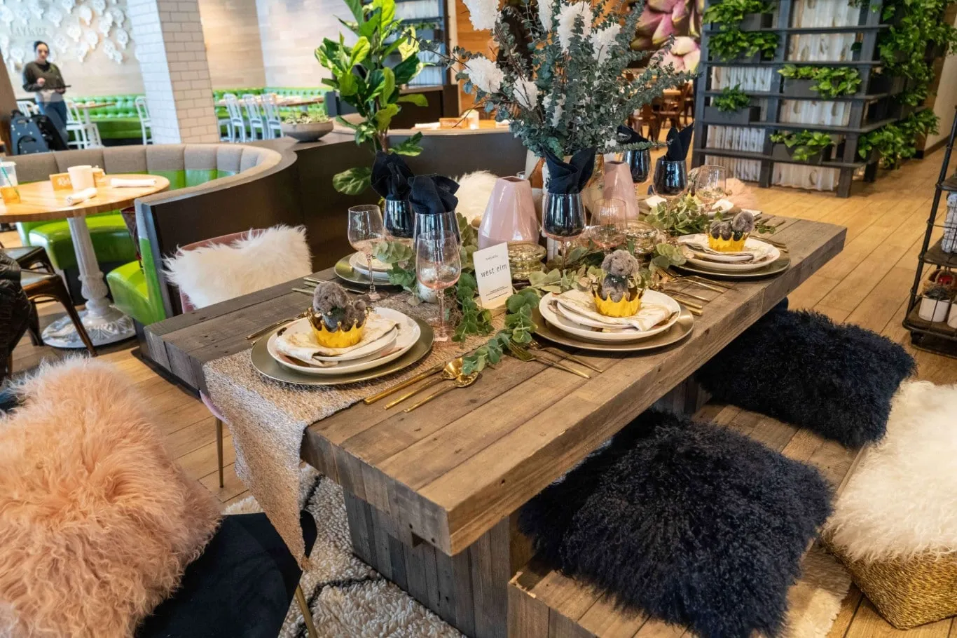 Decor from West Elm for a tablescape at True Food Kitchen