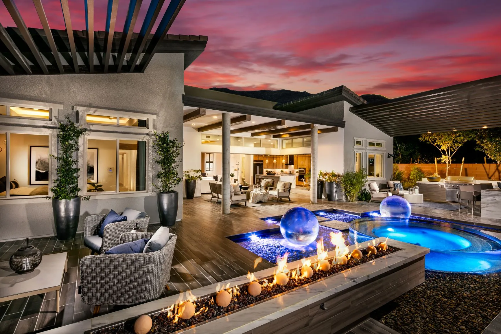 Backyard with a pool at Granite Heights by Toll Brothers in Summerlin