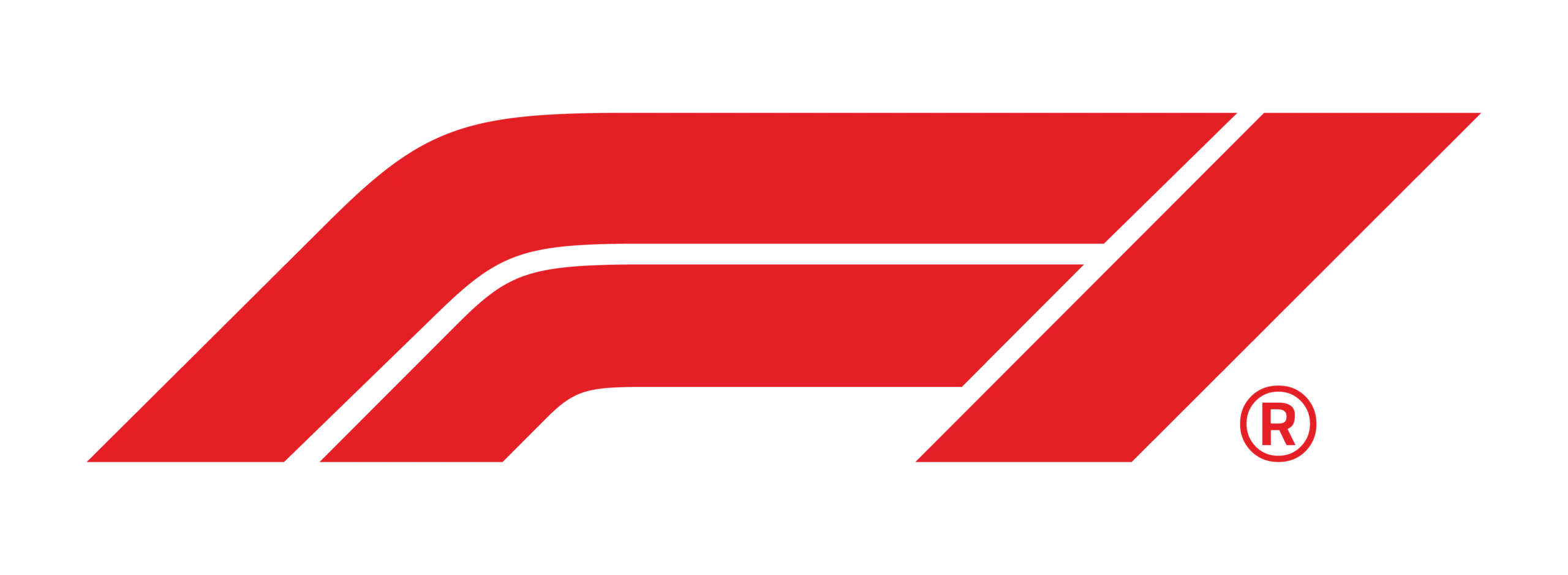 Red Formula 1 logo on a white background, featuring a stylized F and the number 1 forming the shape of a racing car, with the registered trademark symbol (®) to the right.