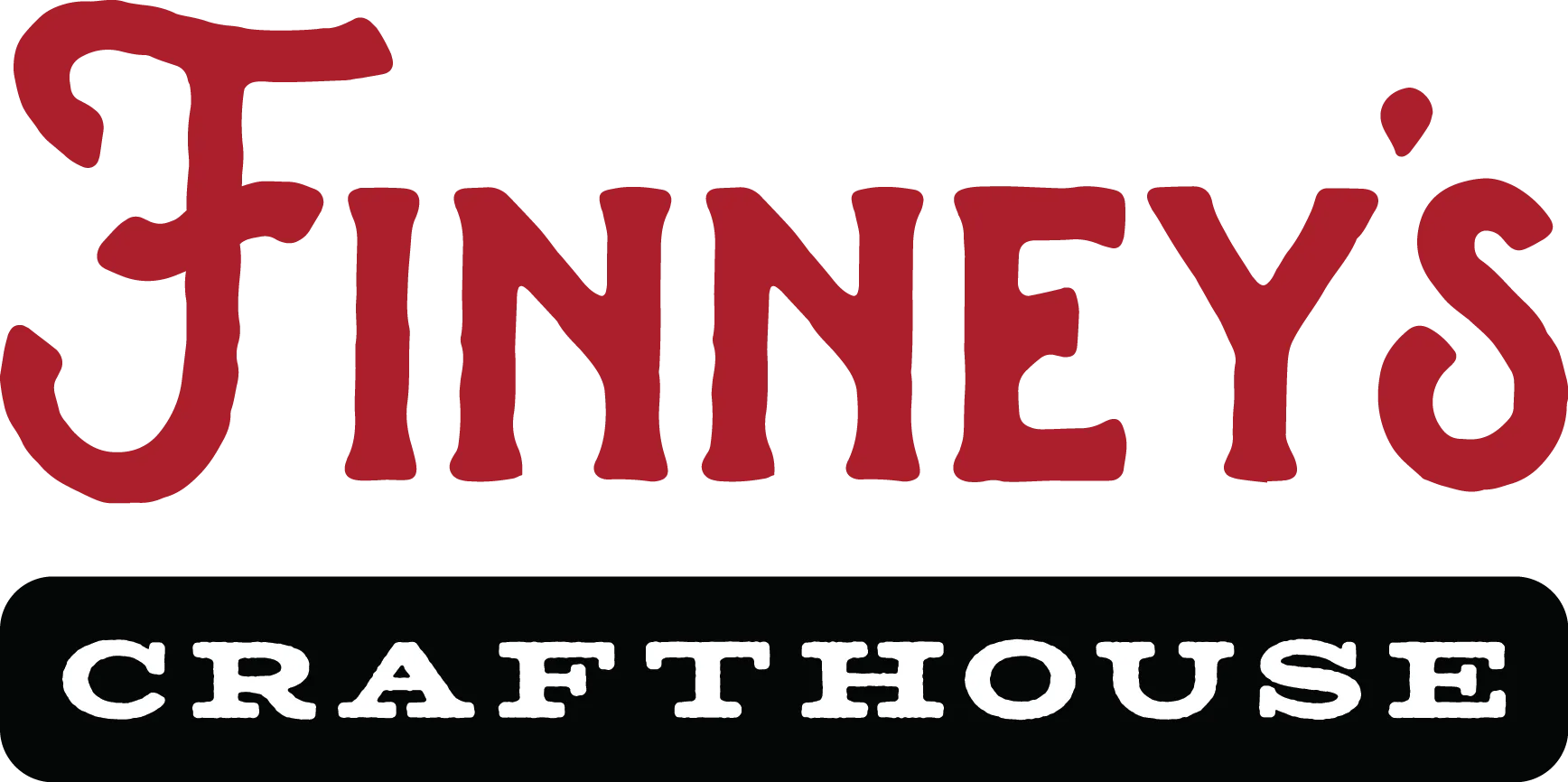 Finneys written in large red letters above a black rectangle with the word Crafthouse in white, bold, uppercase letters.